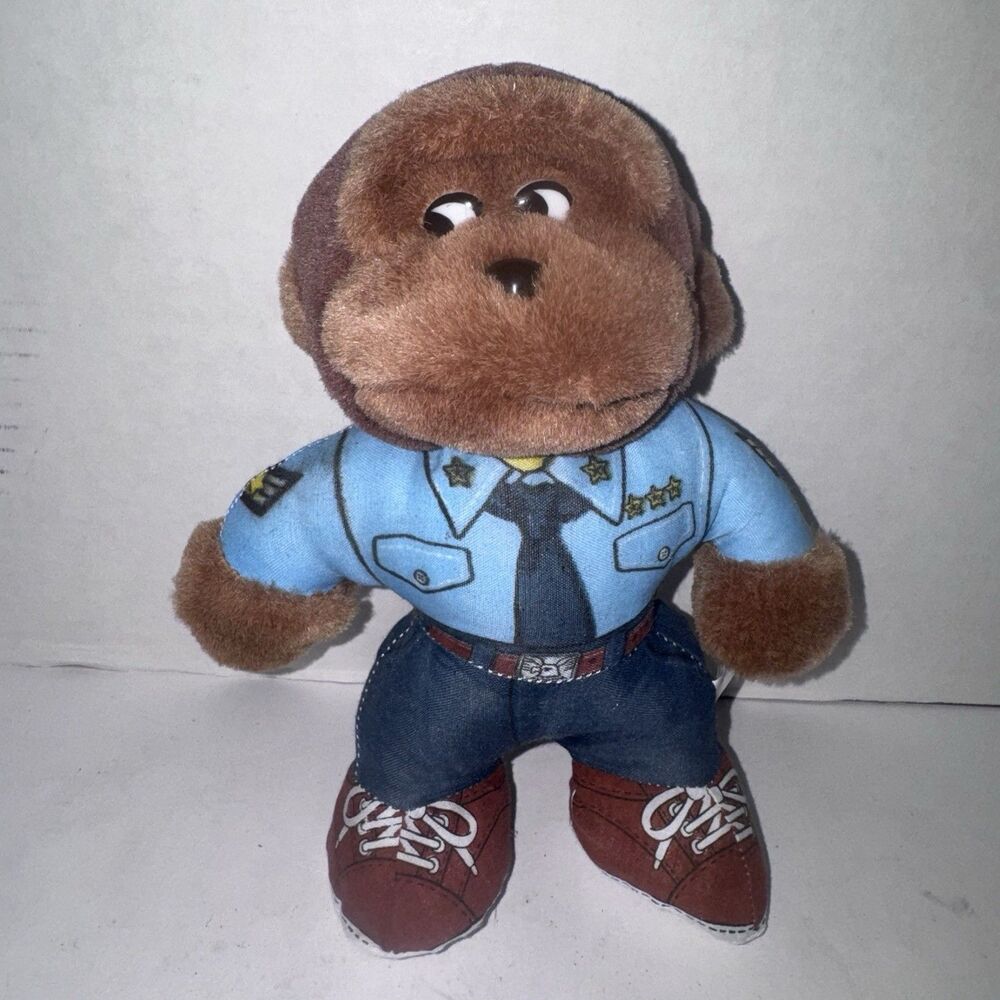 Side Eye Monkey Plush Police Officer Stuffed Animal 10” Funny Cartoon Toy Meme